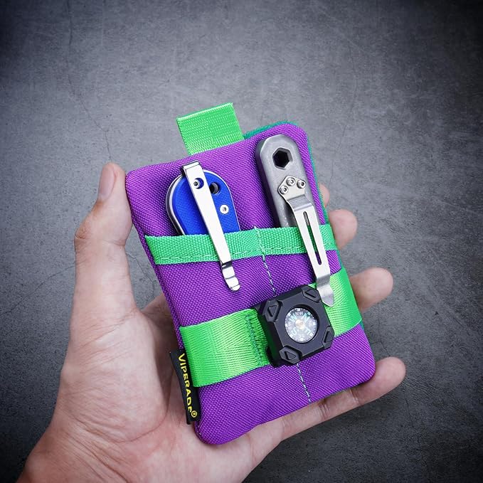 VIPERADE VE15 Small EDC Pouch, Pocket Organizer, EDC Pocket Pouch with DIY Patches Area, EDC Pocket Organizer Wallet for Cards, Small Tool Pouch for EDC Gears
