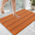 OLANLY Thick Bathroom Rugs 36x24, Extra Soft Absorbent Chenille Striped Bath Rugs, Rubber Backing, Machine Wash Dry, Bath Mats for Bathroom Floor, Tub and Shower, Home Decor Accessories, Clay