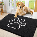 Smiry Dog Door Mat for Muddy Paws, Absorbent Dirt Trapper Non Slip Quick Dry Washable Chenille Mat for Mud Dogs, Entry Rug for Indoor and Outdoor (34x21 Inches, Black and White)