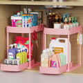 Ukeetap 2 Pack Multi-Purpose Pull-Out Storage Organizers, Under Sink Organizers and Storage for Bathroom & Kitchen, Under Cabinet Organizers and storage, 14.8 Inch, Pink