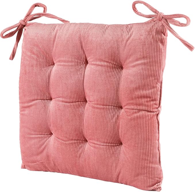HLOVME Corduroy Chair Cushion with Ties Ultra Soft Warm Floor Cushion for Kids Reading Nook Comfortable Square Seat Cushion for Adult 15.7”x15.7” Set of 2, Cosmos