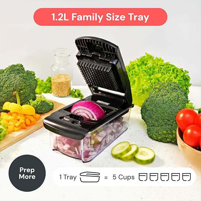 Fullstar The Original Pro Chopper - Vegetable Chopper and Dicer, Food Chopper with Container, Fruit Cutter, Kitchen Gadgets & Gifts, Home Essentials (2 in 1, Black)