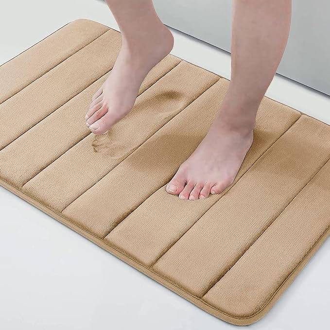 Buganda Memory Foam Bath Mat, 30" x 20", Ultra Soft and Non-Slip Bathroom Rugs, Water Absorbent and Machine Washable Bath Rug for Bathroom, Shower, and Tub, Camel
