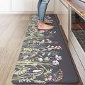 KIMODE Anti Fatigue Floor Mat, Cushioned Farmhouse Runner Rug, Non Slip, Memory Foam for Kitchen, Laundry, Office, Sink Dark Gray/Purple 17.3"x59"