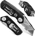 Folding Utility Knife & Box Cutter Combo with Screwdriver Bits, Wire Stripper, Quick-Change Blades, Belt Clip & Refills - Versatile Everyday Carry Tool