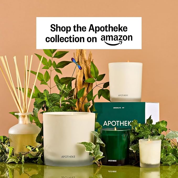 Apotheke Luxury Scented Reed Diffuser for Home, Wild Mint & Ivy - 6.7 Fl Oz Essential Oil Aromatherapy - 10 Rattan Scent Sticks Room Diffuser - Long-Lasting Fragrance for Bedroom, Home, Bathroom