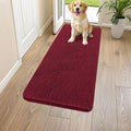 Smiry Dog Door Mat for Muddy Paws 47x24, Absorbent Dirt Trapper, Non-Slip Washable Chenille Entryway Rug for Inside Floor, Burgundy, Classic Solid