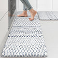 KIMODE Kitchen Mats 2PCS Cushioned Anti Fatigue Boho Kitchen Rugs and Mats Non Slip Waterproof Kitchen Mats for Floor Comfort Foam Standing Desk Mat for Home Office Sink Blue White Laundry Room Decor