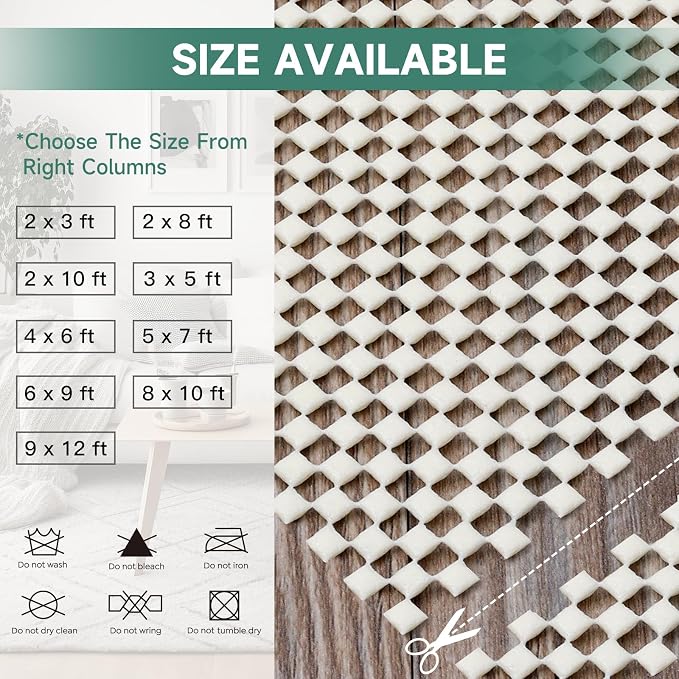 BALEINE Non Slip Rug Pad Rug Gripper for Hardwood Floors, Extra Thick Non Slip Mat Under Carpet (2'x3')