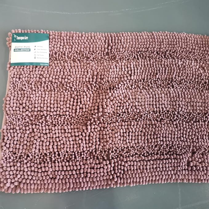 Turquoize Kitchen Rug Runner Slip-Resistant Microfiber Shaggy Bath Mat Bathroom Rug Extra Soft Absorbent Mat for Bathroom/Kitchen Floor with Non-Slip Backing Runner Rugs, 59"x 20", Mauve/Rose