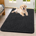 Smiry Dog Door Mat for Muddy Paws 40x32, Absorbent Dirt Trapper, Non-Slip Washable Chenille Entryway Rug for Inside Floor, Black, Classic Solid