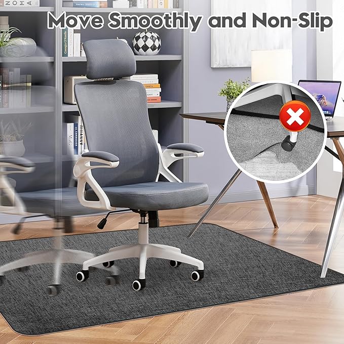 Sycoodeal Office Chair Mat for Hardwood & Tile Floor,Computer Gaming Chair Mat for Rolling Chairs Non-Curve, Anti-Slip, Heavy Duty Floor Protector for Home Office,Black (36" x 55")