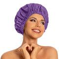 Reusable Shower Cap for Women, Large Waterproof Shower Bonnet with Elastic Band, Washable Bath Hair Cap for Long, Curly Hair, Braids, Daily Shower, Home Spa, Travel(Lavender)