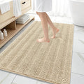 OLANLY Thick Large Bathroom Rugs 59x35, Extra Soft Absorbent Chenille Striped Bath Rugs, Rubber Backing, Machine Wash Dry, Bath Mats for Bathroom Floor, Tub and Shower, Home Decor Accessories, Beige