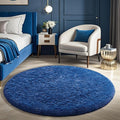 Ophanie Round Rug 5Ft Blue Circle Area Rug, Boys Room Decor, Fluffy Fuzzy Bedroom Carpet, Plush Soft Shaggy Living Room Rugs for Kids Home Aesthetic, Nursery