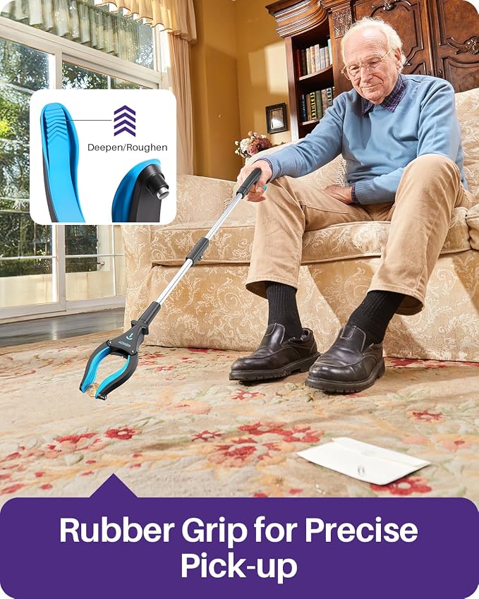 Kekoy 26inch Grabber Reacher Tool for Seniors, Foldable Reacher Grabbers Pickup Stick with Anti-Slip 360° Rotating Jaw, 4" Wide Extended Claw with Magnet for Disabled, After Surgery Recovery