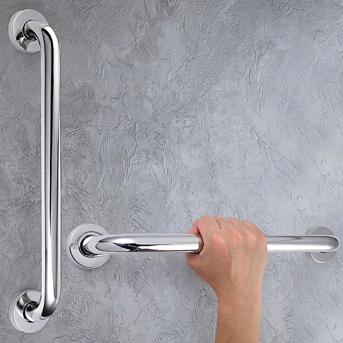 Blulu 2 Set Shower Grab Bar Stainless Steel Bathroom Grab Bar Handle Anti Slip Heavy Duty Bathtub Handle Support Balance Hand Rails for Bathroom Elderly Handicap Senior Pregnant (20 Inch)
