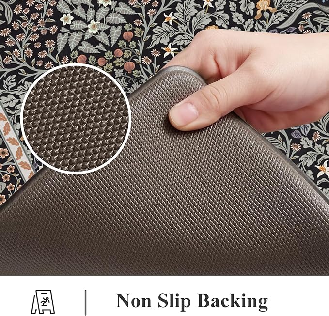 Collive Kitchen Mats Cushioned Anti Fatigue, Waterproof Kitchen Floor Mat Non Slip Desk Rugs Comfort Standing Rug for Sink, Office, Laundry, Home Decor, Black/Mulit