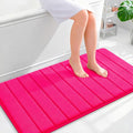 OLANLY Memory Foam Bath Mat 44x24, Super Soft Absorbent Bathroom Rugs, Quick Dry, Machine Washable Shower Floor Rugs, Bathmat Carpet, Bathroom Home Decor Accessories, Hot Pink