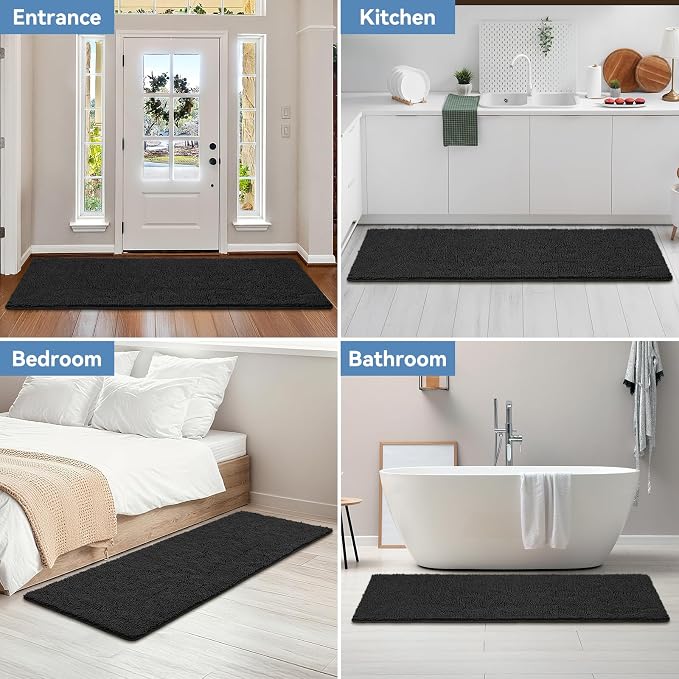 Bcoimo Long Bathroom Rug 70" x 24", Absorbent Non Slip Bath Mat, Washable Quick Dry Bathroom Runner Rug for Shower, Tub, Sink and Vanity