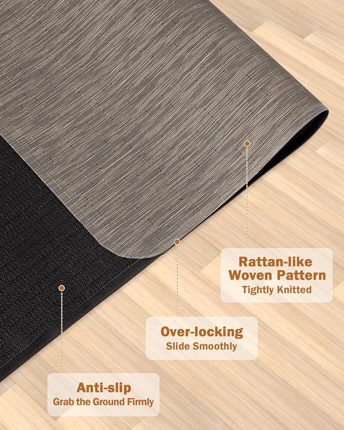 Blvornl Office Chair Mat for Hardwood Floor, 45"*53.1" Desk Computer Chair Mat for Hard Wood, Large Anti-Slip Hard Floor Protector Rolling Chair Mat, PVC Mat Desk Rug for Office and Home Dark Brown
