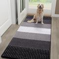Kitinjoy Indoor Outdoor Door Mat, 59x24 Non-Slip Absorbent Dirt Trapper, Low-Profile Washable Inside Entrance Front Floor Mat, Sturdy Soft Entry Dotted Ombre Doormats for Entryway, Black