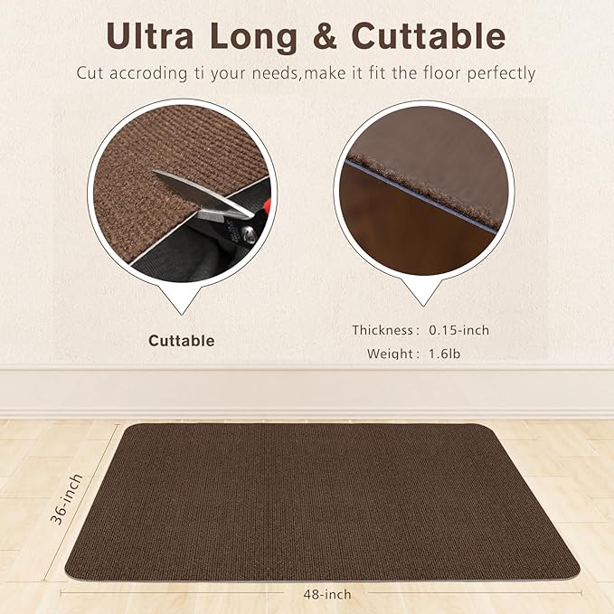 Sycoodeal Office Chair Mat for Hardwood Floor,Office Computer Gaming Chair Mat for Tile Floor,Large Floor Protector Rug,Anti-Slip,Easy to Clean,Coffee(48"x36")