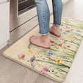 KIMODE Anti Fatigue Mats for Kitchen Floor 17.3"x29", Cushioned Kitchen Rugs, Non Slip Waterproof Kitchen Floor Mat, Floral Comfort Standing Mat for Laundry, Office, Sink, Desk Brown