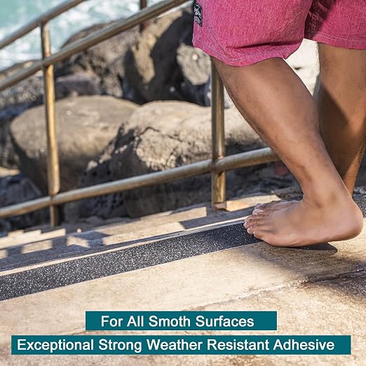 Anti Slip Tape, 4 Inch x 16 Ft Grip Tape for Stairs Outdoor/Indoor, Waterproof Non Skid Roll for Stair Treads Non Slip, High Traction Friction Abrasive Adhesive Stair Steps - Black