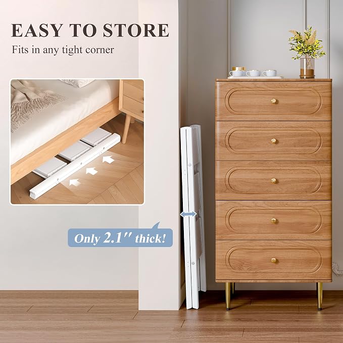 3 Step Ladder, Folding Step Stool with Wider Pedal, Anti-Slip Feet & Non Slip Stripes, Aluminum Sturdy Material, 300Lbs Capacity, Elegant Look of Modern White Better Matches Your Home
