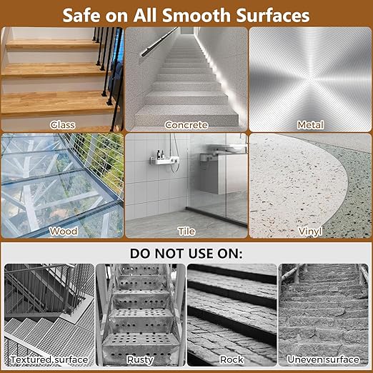 10-Pack 6″ x 30″ Transparent Anti-Slip Tape, Clear Adhesive Grip Tape, Clear Stair Treads Non-Slip for Wooden Step, Floors, Stairs, Pre-Cut and Easy to Use
