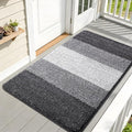 Kitinjoy Indoor Outdoor Door Mat, 59x32 Non-Slip Absorbent Dirt Trapper, Low-Profile Washable Inside Entrance Front Floor Mat, Sturdy Soft Entry Doormats for Entryway, Grey