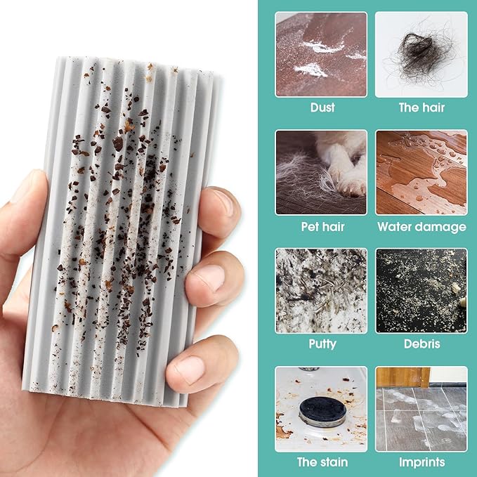 6 Pack Damp Dusting Sponge Duster, Grey Dust Cleaning Sponge, Reusable Household Cleaning Sponge Tool for Blinds, floorboards, Fan Blades, Vents, Glass, Railings, Mirrors