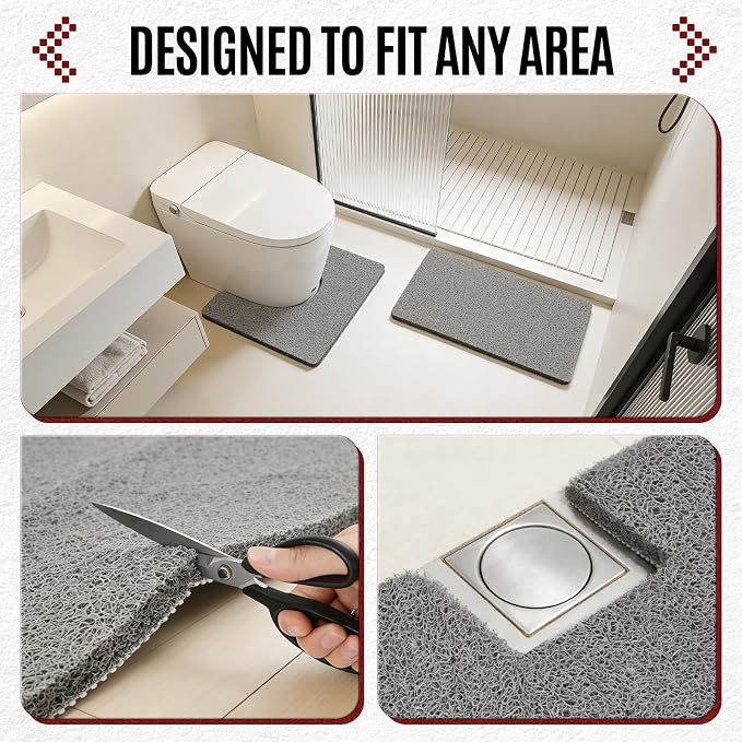 Joyhalo Shower Mat Bathtub Mat Non Slip, Bathmats Non Slip, Quick Drying Foot Scrubber Loofah Mats for Shower, Tub, Bathroom, Home, 30x17inch, Grey