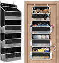 SpaceHacks 1 Pack Over The Door Organizer, Hanging Storage Organizer with Clear Window, 40lb Ultra Sturdy Large Capacity Room Organizer for Pantry Laundry Bathroom Nursery Closet (Black)