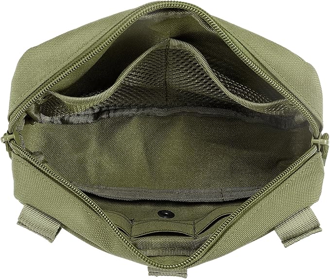 FRTKK Tactical Molle Admin Pouch Utility Laser Cut EDC Tool Pouch Bag Horizontal Modular Pouches Include US Flag Patch and Keychain