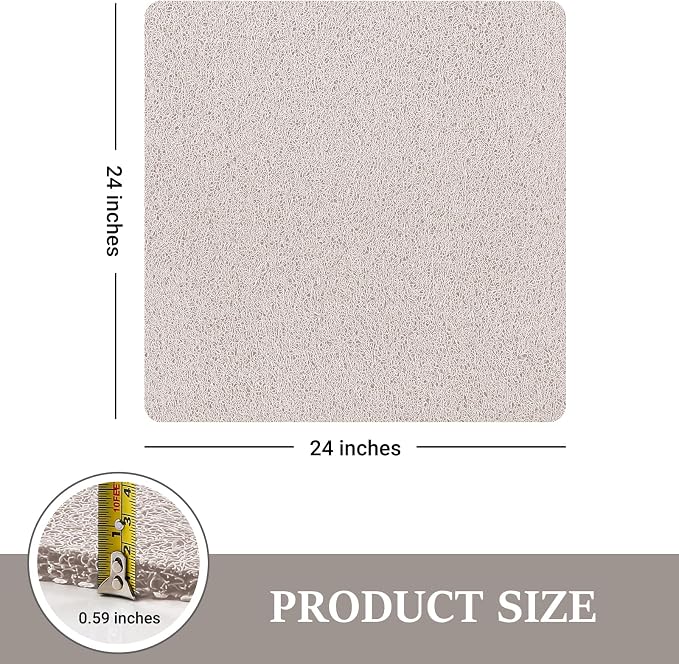Shower Mat Bathtub Mat Non-Slip,24x24 inch, Soft Tub Mat with Drain,PVC Loofah Bath Mat (Phthalate Free) for Tub and Bathroom,Quick Drying,White