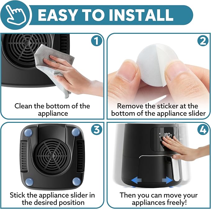 Appliance Sliders for Kitchen 24 PCS Self-Adhesive Small Kitchen Finds Appliance Slider Hacks Easy to MovIing & Space Saving Must Have Home Gadgets Mixer Accessories for Countertop