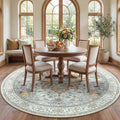 RELEANY Area Rugs Round 7ft Washable Non-Slip, Floral Vintage Distress Medallion Carpet for Living Room Bedroom Dining Room, Beige Carbon Grey Orange
