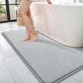 OLANLY Thick Memory Foam Bathroom Runner Rugs 47x17, Extra Soft Absorbent Long Bath Rug, Quick Dry, Non-Slip, Machine Washable Bath Mat for Bathroom, Tub and Shower, Home Decor Accessories, Light Grey