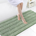 Grandaily Chenille Striped Bathroom Rugs 70x24, Extra Thick and Soft Absorbent Bath Mats, Rubber Backing, Plush Shaggy Shower Carpet, Machine Wash Dry, Bath Rug for Bathroom, Grayish Green