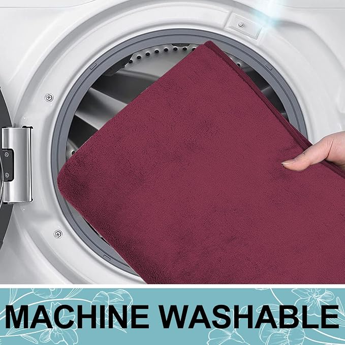 Smiry Memory Foam Bath Mat 40x32, Extra Soft and Absorbent Bathroom Mats, Non Slip Washable Carpet for Floor, Shower and Tub, Burgundy