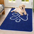 Smiry Dog Door Mat for Muddy Paws, Absorbent Dirt Trapper Non Slip Quick Dry Washable Chenille Mat for Mud Dogs, Entry Rug for Indoor and Outdoor (40x32 Inches, Navy Blue and White)