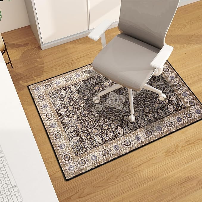 Office Chair Mat for Hardwood Floor, 48"x36" Easy Glide Computer Desk Mat Protector for Rolling Chair Under Desk Rug Nonslip Backing, Machine Wash (Modern)