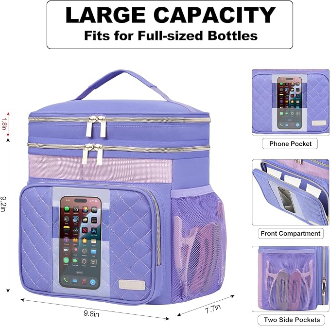 Portable Shower Caddy College Dorm Essentials, Large Toiletry Bag for Women Men, 2 Layers Quickly Dry Mesh Bathroom Tote Bag, Hanging Makeup Organizer Bag for Travel, Gym, Camping (Purple)