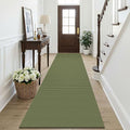 KOZYFLY Cotton Runners Rugs for Hallway 3x10, Wide Washable Runner Rug, Woven Non Slip Kitchen Runner, Braided Entryway Rug, Floor Carpet for Entry, Aisle, Hall, Olive Green/Earthy Green