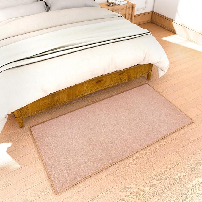 Area Rug with Non Slip Rubber Backing, Washable Soft Floor Carpet for Living Room, Kitchen, Entryway Indoor, Bedroom, Laundry, Low Pile Area Rugs, Solid Color with Pointillism Style (Camel, 3' * 5')