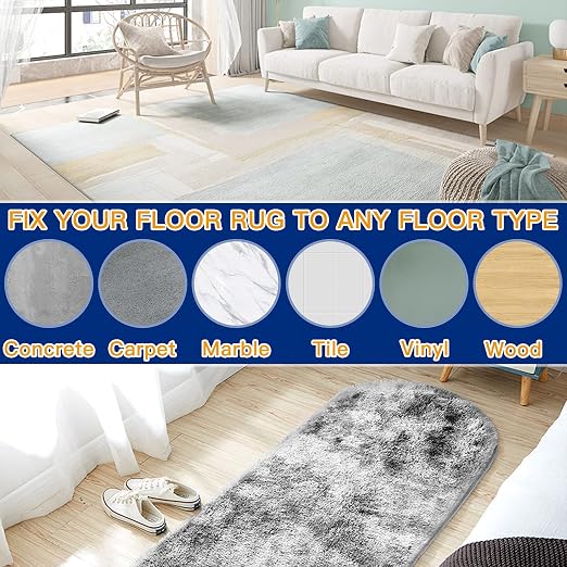 Rug Tape, 10 Pcs Double Sided Non Slip Reusable Rug Stopper, Washable Rug Pad Grippers for Hardwood Floors, Tile Floors, Carpets, Floor Mats, Wall (White)