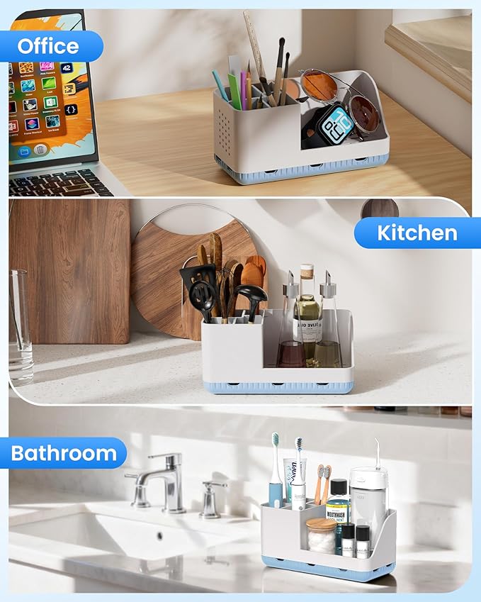 Toothbrush Holders for Bathroom Counter - Detachable Bathroom Organizer and Storage Electric Toothbrush and Toothpaste Holder, Bathroom Decor Accessories for Countertop, Shower, Sink