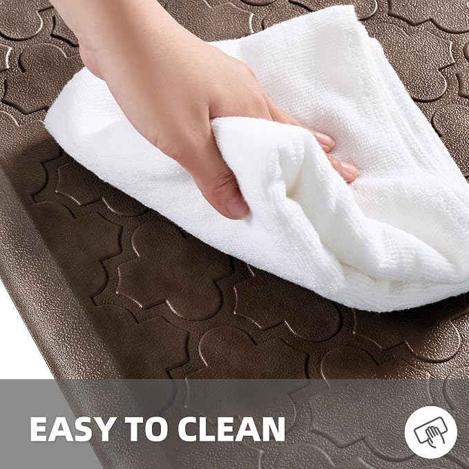 Kitchen Mats for Floor - Anti Fatigue Mats for Kitchen Floor - Non Slip Cushioned Rugs for Standing, Office, Sink, Laundry, Brown